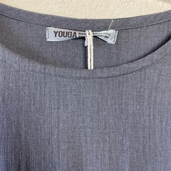 Youga Gray Linen & Cotton Maxi Dress W/Pockets - Picture 2 of 9